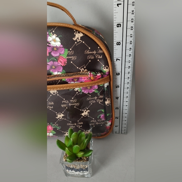 Cosmetic Bags Beverly Hills Polo Club brown Floral 2 Pieces Zipper New - Picture 5 of 9